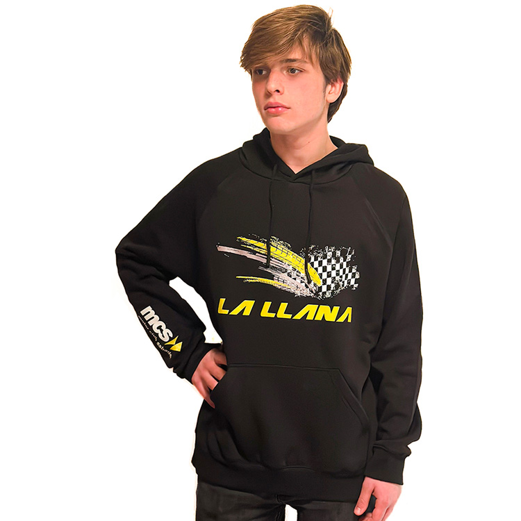 Dessuadora negra, amb caputxa, La Llana